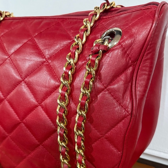 Giani Bernini Red Quilted Leather Shoulder Bag Vintage - Picture 2 of 6